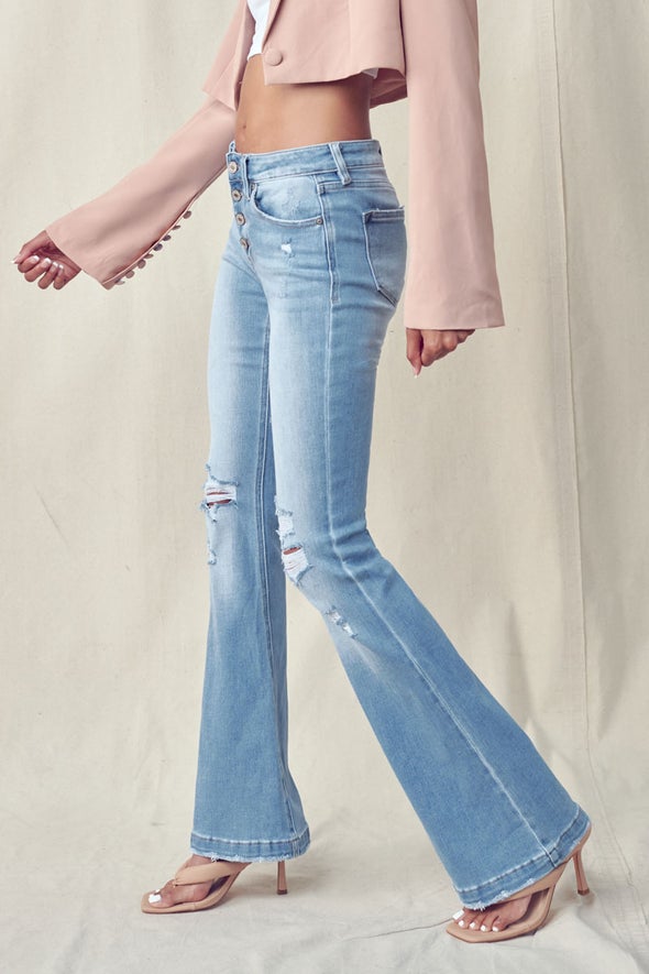 HARLOWE Mid Rise Flare Jeans